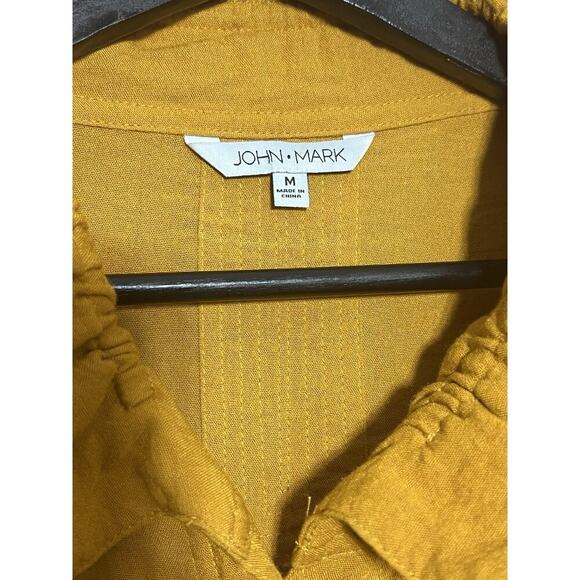 John Mark Yellow Tunic Top Blouse M 3/4 Sleeve Lagenlook Buttons - Picture 3 of 10
